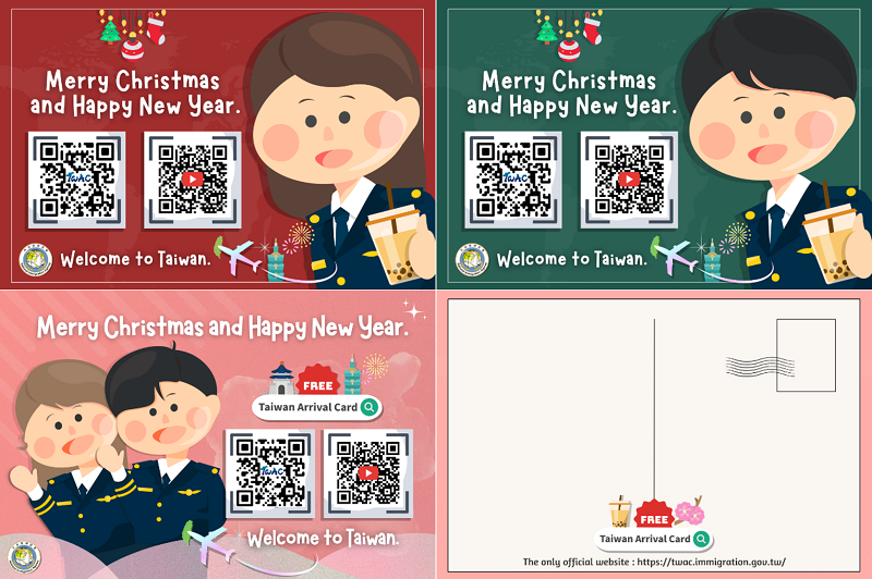 The National Immigration Agency produced three TWAC promotional postcard designs.