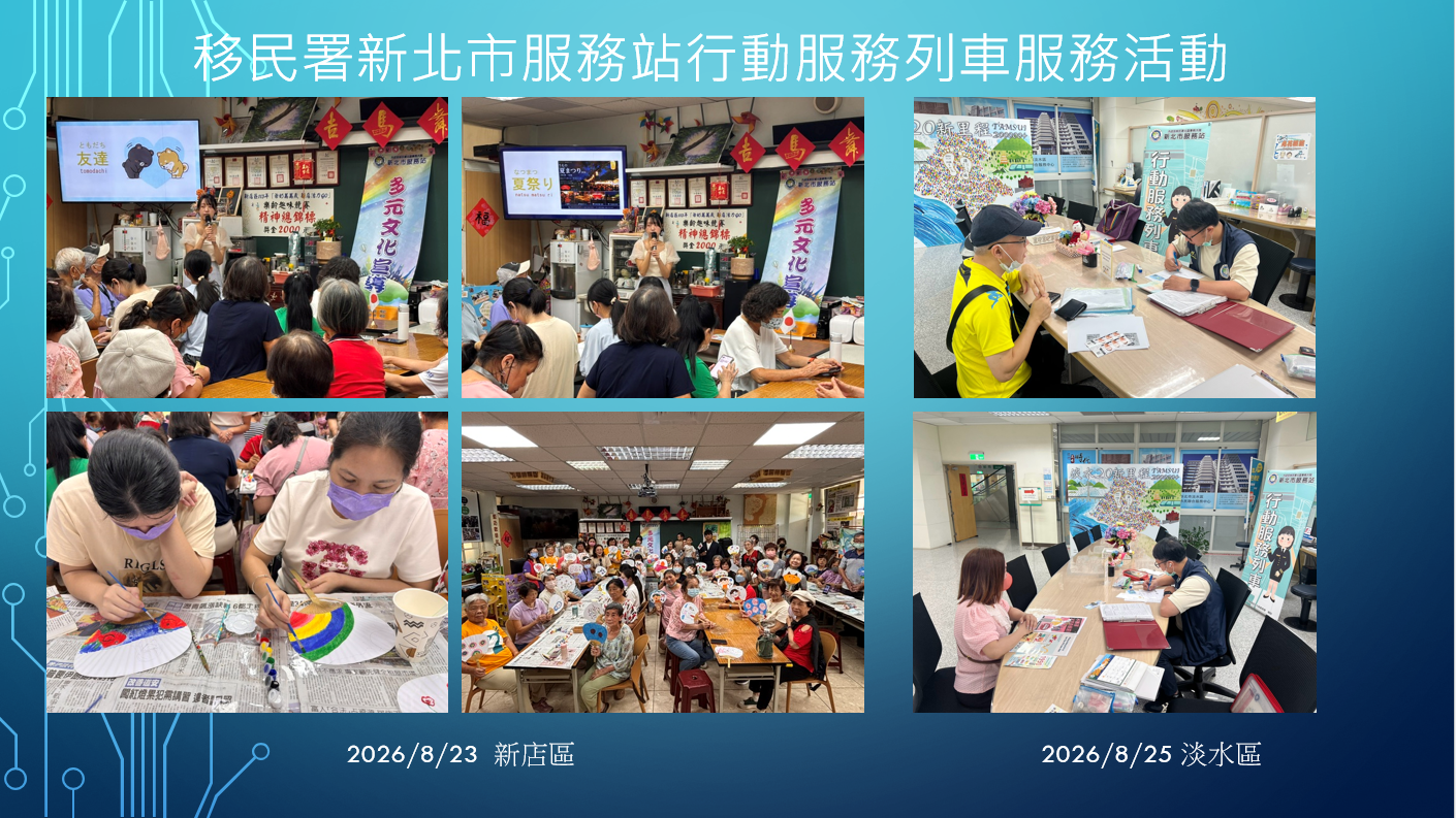 移民署新北市服務站115年8月份行動服務列車服務活動成果